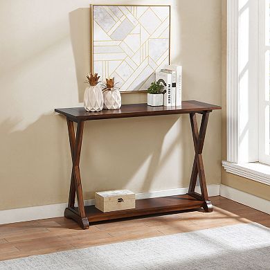 eHemco X-Farmhouse Console Table Side Table with Storage Shelf