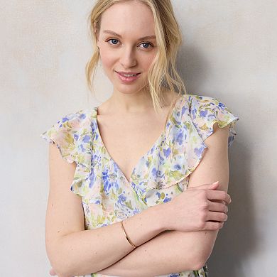 Petite LC Lauren Conrad Flutter Ruffle Wrap Maxi Dress