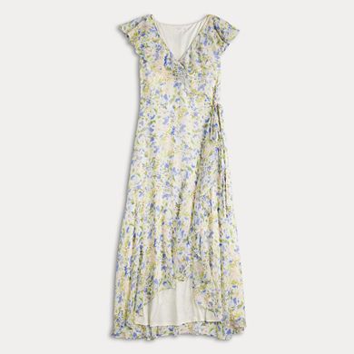 Petite LC Lauren Conrad Flutter Ruffle Wrap Maxi Dress