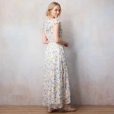 Petite LC Lauren Conrad Flutter Ruffle Wrap Maxi Dress