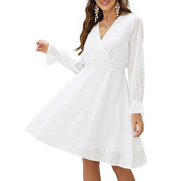 White flowy outlet wrap dress