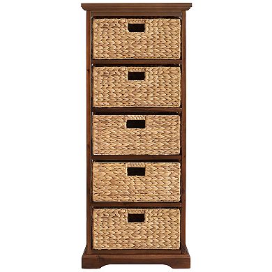 Hampton Meadows 5 Tier X-Side End Storage Cabinet with 5 Wicker Baskets