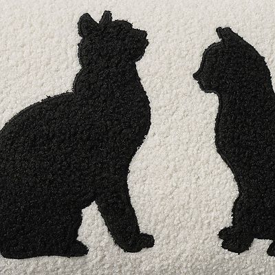 Mina Victory Pet Pillows Access Sherpa Cat Silhouett 12 x 21 Black Indoor Throw Pillow