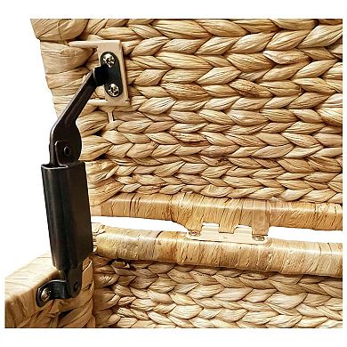 eHemco Water Hyacinth Wicker Storage Trunk with Metal Frame, 30 by 17.5 by 17.5 Inches, Natural