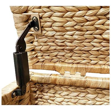 Ehemco Water Hyacinth Wicker Storage Trunk With Metal Frame, 30 by 17.5 by 17.5 Inches, Natural