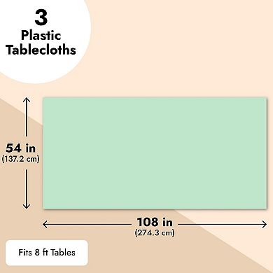 Sparkle and Bash Mint Green Plastic Rectangle Party Table Cloth Cover (3 Pack)