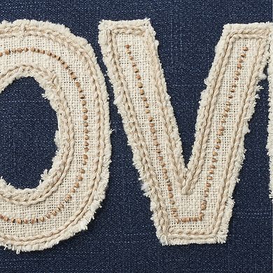Mina Victory Life Styles Beaded Love 14" x 24" Navy Indoor Pillow Cover