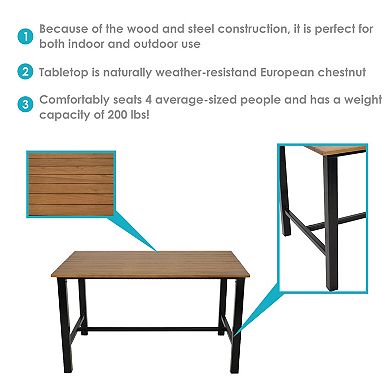 Sunnydaze 47.25" x 31.25" European Chestnut Patio Dining Table