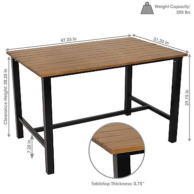 Sunnydaze 47.25" x 31.25" European Chestnut Patio Dining Table