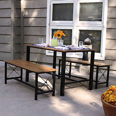 Sunnydaze 47.25" x 31.25" European Chestnut Patio Dining Table