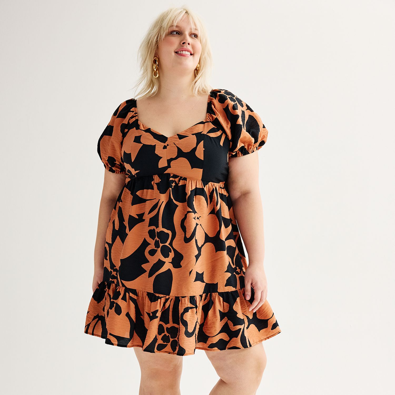 Plus Size Nine West Babydoll Mini Dress