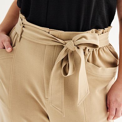Juniors' Plus SO® Seamed Leg Paperbag Pants