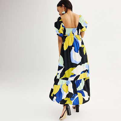 black bustier maxi dress Siren Square Neck Corset Maxi Dress