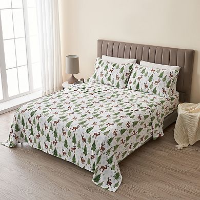 Printed Velvet Plush Ultra Soft Bed Sheet Set