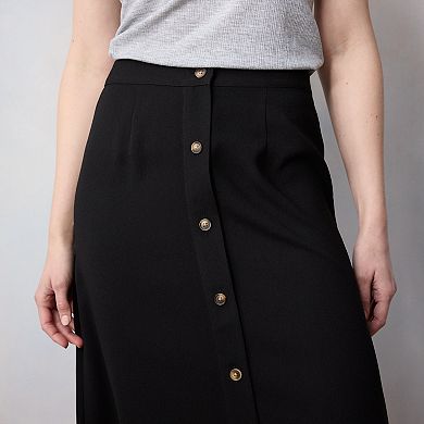 Women's LC Lauren Conrad Button Front High Rise Midi Skirt