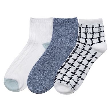 Women's Cuddl Duds® 3-Pack Plaid Anklet Socks
