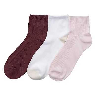 Women's Cuddl Duds® 3-Pack Vertical Texture Anklet Socks