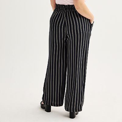 Juniors Plus Size SO High Rise Smocked Wide Leg Pants