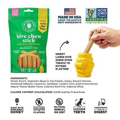 Project Hive Non-GMO Project Verified Peanut Butter Chew Sticks Dog Treats