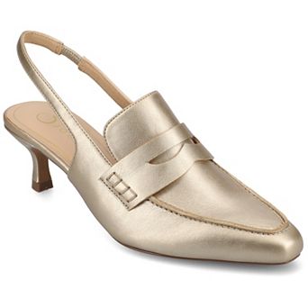 Women's Journee Amory Kitten Heel Sling Back Loafer Style Pumps