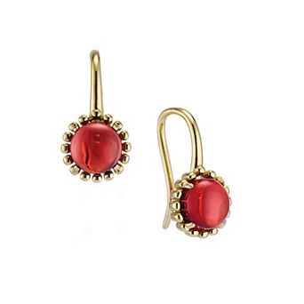 House of Frosted 14K Gold Plated Garnet Floral Earrings