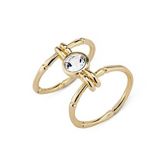 House of Frosted 14k Gold Over Sterling Silver White Topaz Double Band Ring