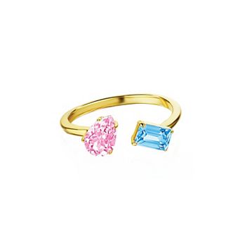 House of Frosted Pink & Blue Topaz Meeting Ring