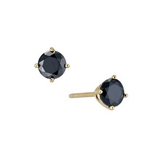 House of Frosted 14K Gold Plated Black Spinel Stud Earrings