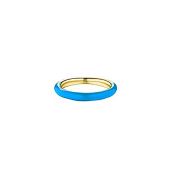 House of Frosted 14k Gold Over Silver Blue Enamel Stackable Ring