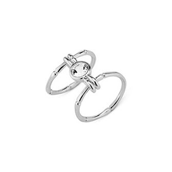 House of Frosted 14k White Gold Over Sterling Silver White Topaz Double-Band Ring