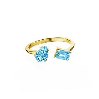 House of Frosted 14k Gold Over Silver Blue Topaz Meeting Ring