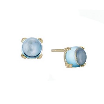 House of Frosted 14K White Gold Plated Blue Topaz Floral Stud Earrings