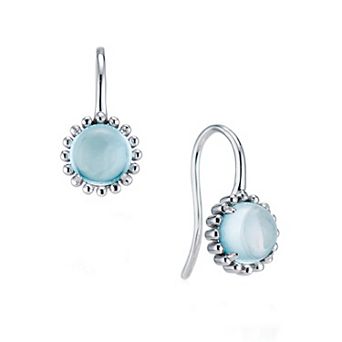 House of Frosted 14K White Gold Plated Blue Topaz Floral Earrings