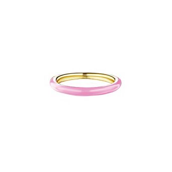 House of Frosted 14k Gold Over Silver Pink Enamel Stackable Ring