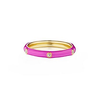 House of Frosted 14k Gold Over Silver Pink Enamel & Multi Topaz Ring