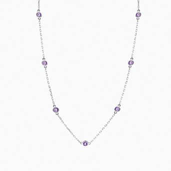 House of Frosted 14K Gold Plated Amethyst Station Necklace