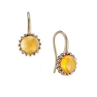 House of Frosted 14K Gold Plated Citrine Floral Earrings