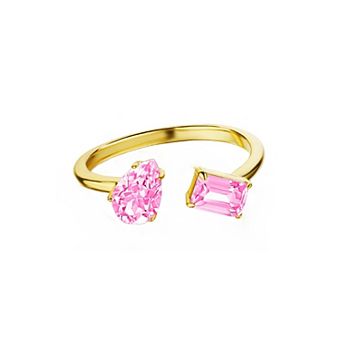 House of Frosted 14k Gold Over Silver Pink Topaz Meeting Ring