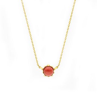 House of Frosted 14k Gold Over Silver Garnet Floral Necklace