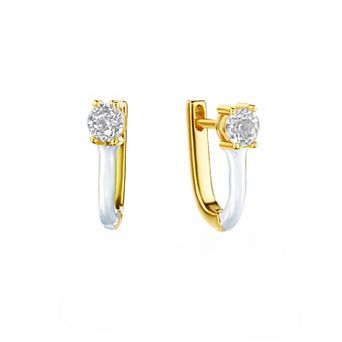 House of Frosted Sterling Silver White Enamel & White Topaz Earrings