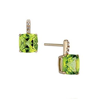 House of Frosted 14K Gold Plated Peridot Pave Earrings