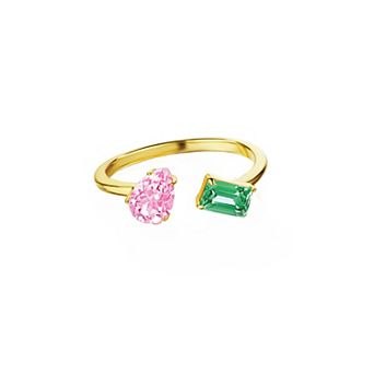 House of Frosted 14k Gold Over Silver Pink Topaz & Peridot Meeting Ring