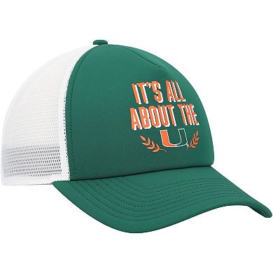 Men's adidas Green Miami Hurricanes Phrase Foam Front Trucker Adjustable Hat
