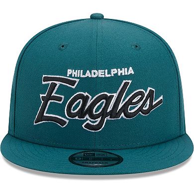 Men's New Era Midnight Green Philadelphia Eagles Main Script 9FIFTY Snapback Hat