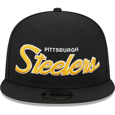 Men's New Era Black Pittsburgh Steelers Main Script 9FIFTY Snapback Hat