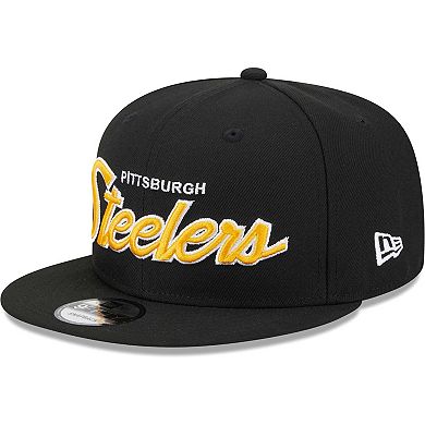 Men's New Era Black Pittsburgh Steelers Main Script 9FIFTY Snapback Hat