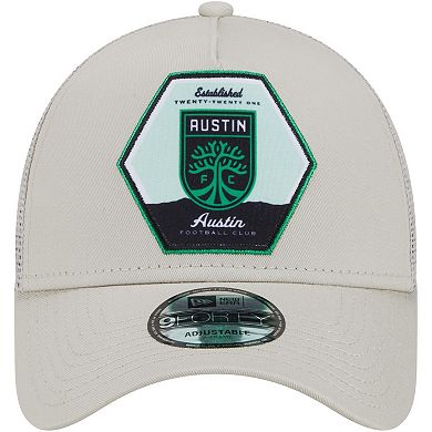 Men's New Era Cream Austin FC Established Patch 9FORTY A-Frame Trucker Adjustable Hat