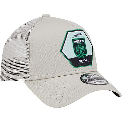 Men's New Era Cream Austin FC Established Patch 9FORTY A-Frame Trucker Adjustable Hat