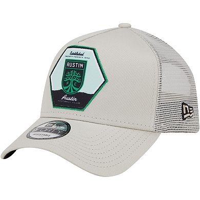 Men's New Era Cream Austin FC Established Patch 9FORTY A-Frame Trucker Adjustable Hat