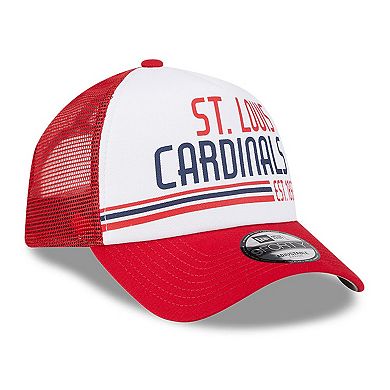 Men's New Era White/Red St. Louis Cardinals Stacked A-Frame Trucker 9FORTY Adjustable Hat